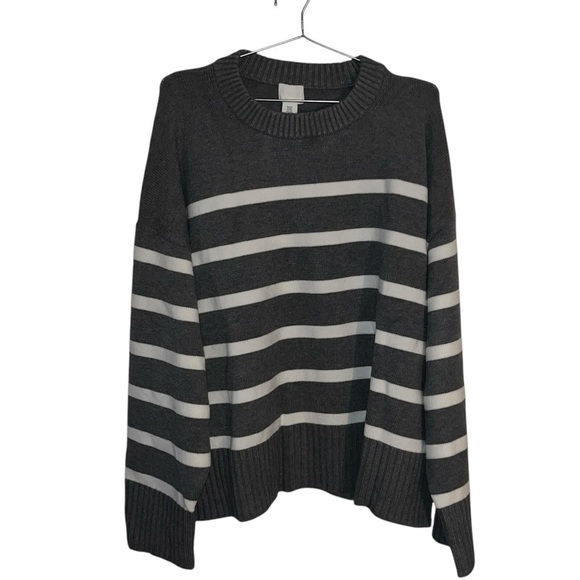 NWT H&M Grey & White Striped Wool-Blend Sweater sze 3XL - Picture 4 of 13